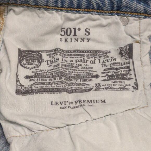 Levi's 501 Skinny Jeans Blue High Rise Button Fly 31 x 28 New - Picture 8 of 16